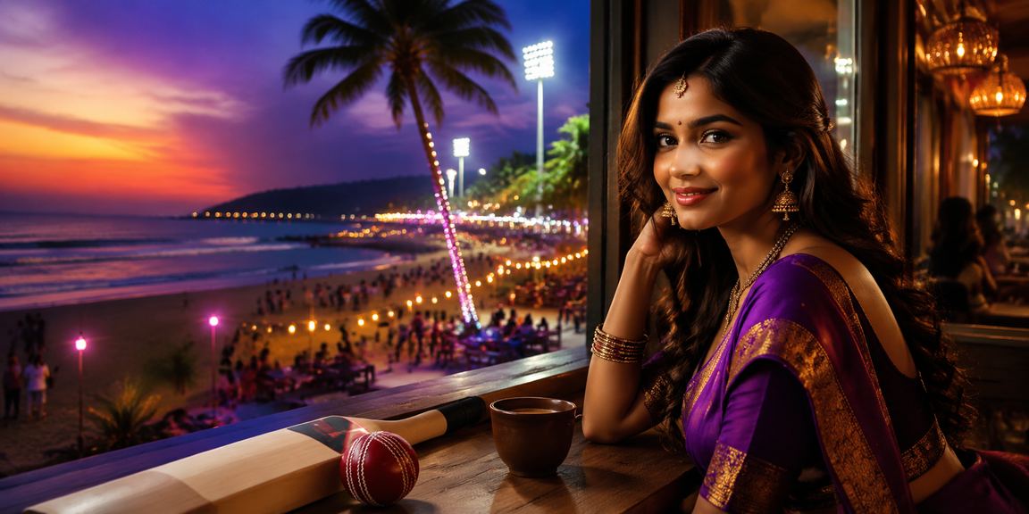 Cricket betting enthusiasts at Goa beach watching live IPL matches